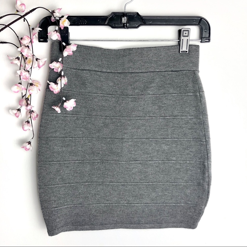 5/$25 Heather Gray Knit Bandage Bodycon Mini Skirt